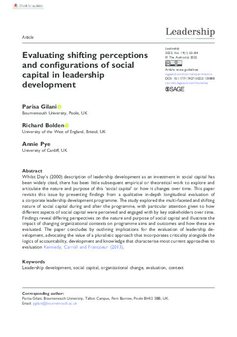 Evaluating shifting perceptions and configurations of social capital in leadership development Thumbnail