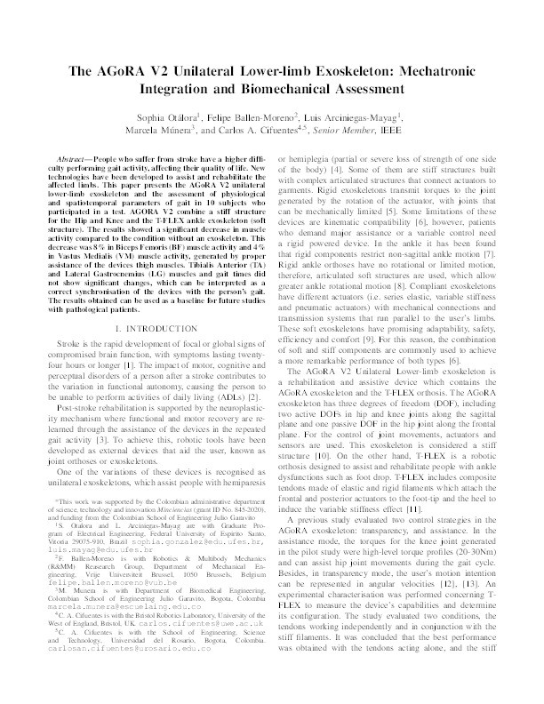 The AGoRA V2 unilateral lower-limb exoskeleton: Mechatronic integration and biomechanical assessment Thumbnail