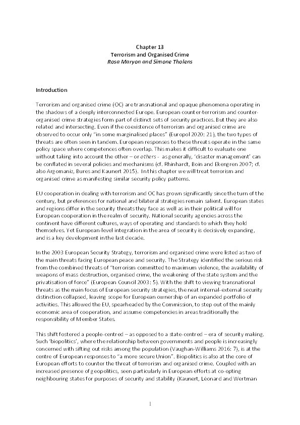 Terrorism and organised crime in Europe Thumbnail