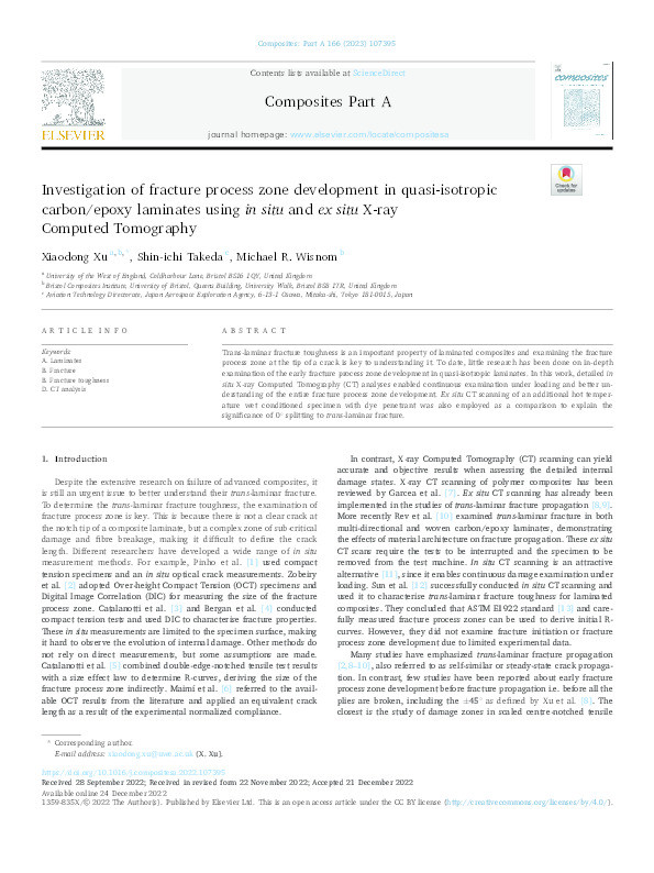 Investigation of fracture process zone development in quasi-isotropic carbon/epoxy laminates using in situ and ex situ X-ray Computed Tomography Thumbnail