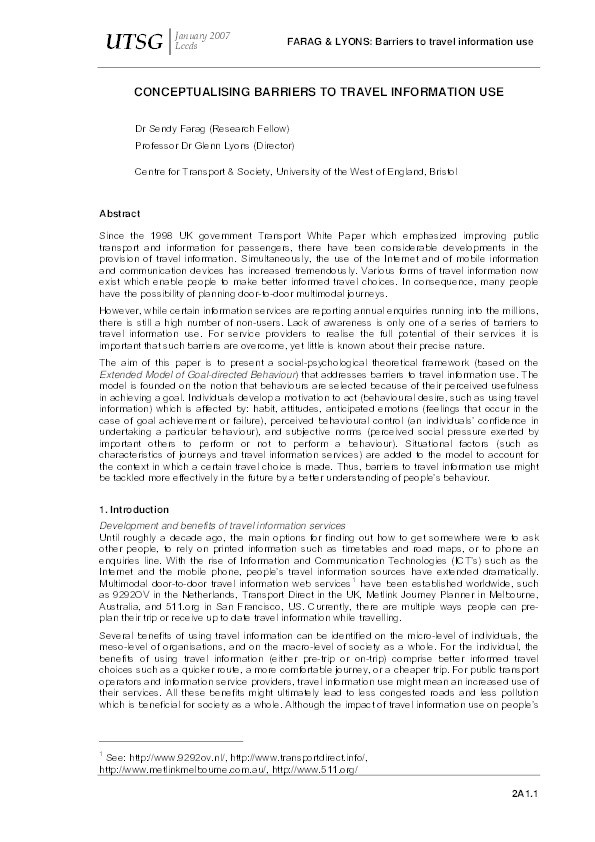 Conceptualising barriers to travel information use Thumbnail