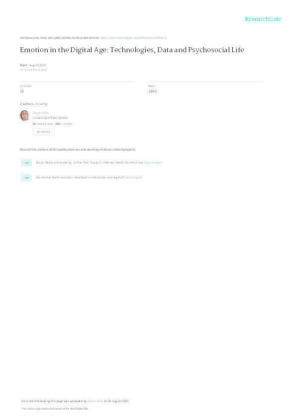 Emotion in the Digital Age: Technologies, Data and Psychosocial Life Thumbnail