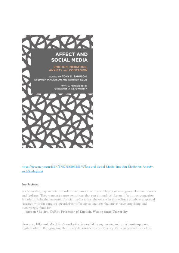 Affect and social media: Emotion, mediation, anxiety and contagion Thumbnail