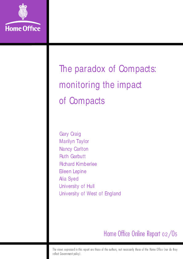 The paradox of compacts: monitoring the impact of compacts Thumbnail