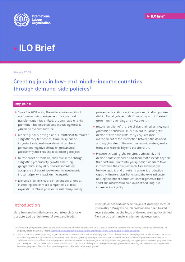 Creating jobs in low- and middle-income countries through demand-side policies Thumbnail