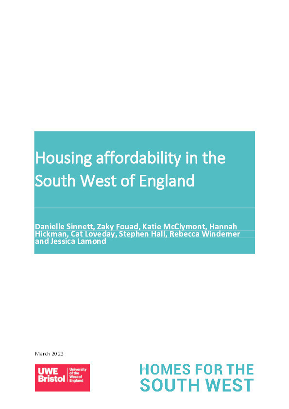 Housing affordability in the South West of England Thumbnail