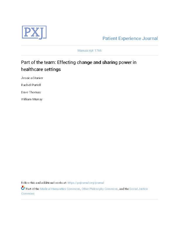 Part of the team: Effecting change and sharing power in healthcare settings Thumbnail