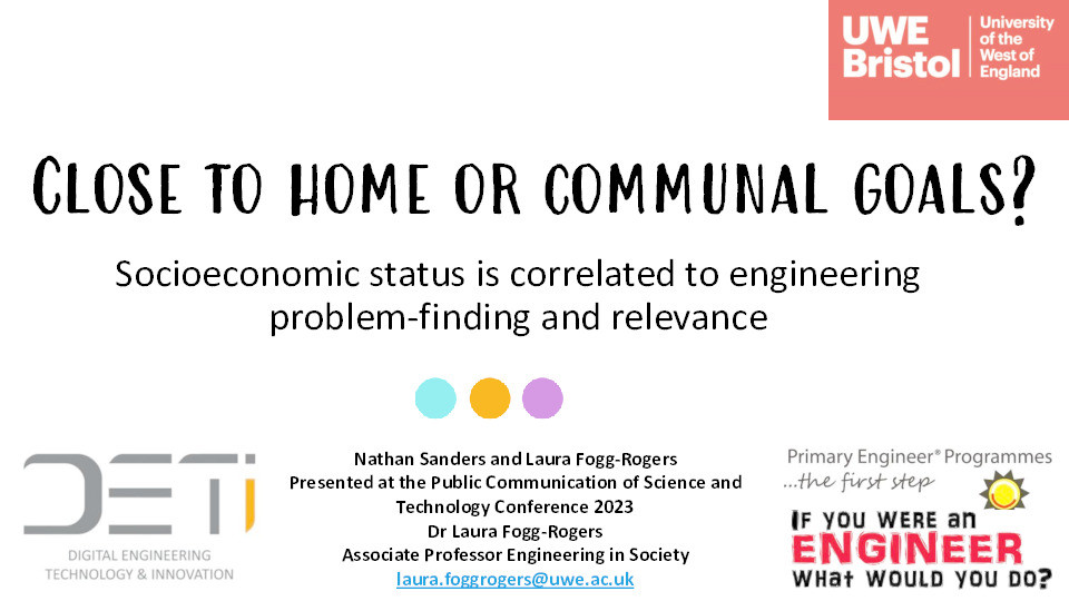 Close to home or communal goals? Socioeconomic status is correlated to engineering problem-finding and relevance Thumbnail