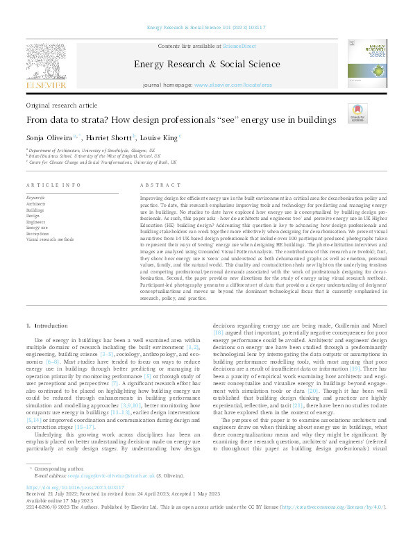 From data to strata? How design professionals “see” energy use in buildings Thumbnail