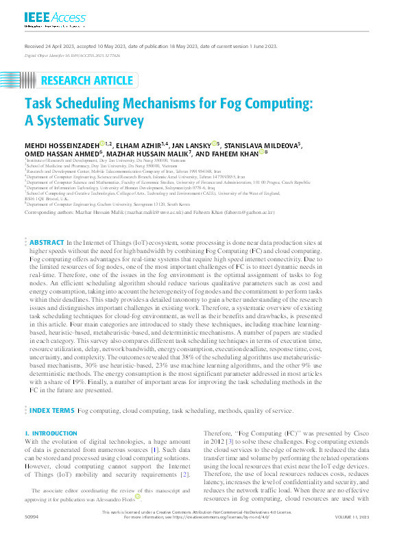 Task scheduling mechanisms for fog computing: A systematic survey Thumbnail