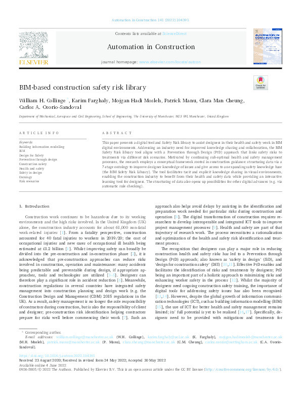 BIM-based construction safety risk library Thumbnail
