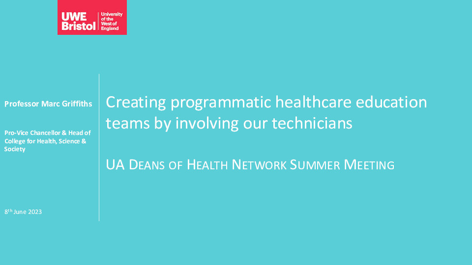 Creating programmatic healthcare education teams by involving our technicians Thumbnail