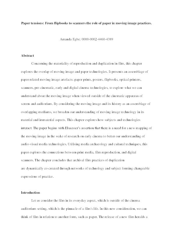 Paper tensions: From flipbooks to scanners – the role of paper in moving image practices Thumbnail