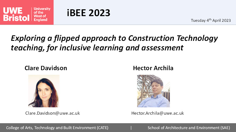 Exploring a flipped approach to Construction Technology teaching, for inclusive learning and assessment Thumbnail