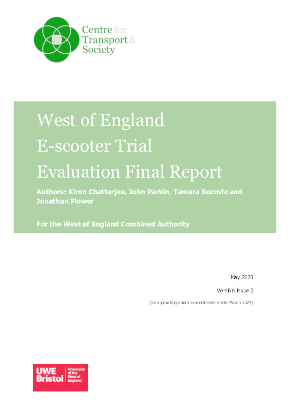 West of England e-scooter trial evaluation final report Thumbnail