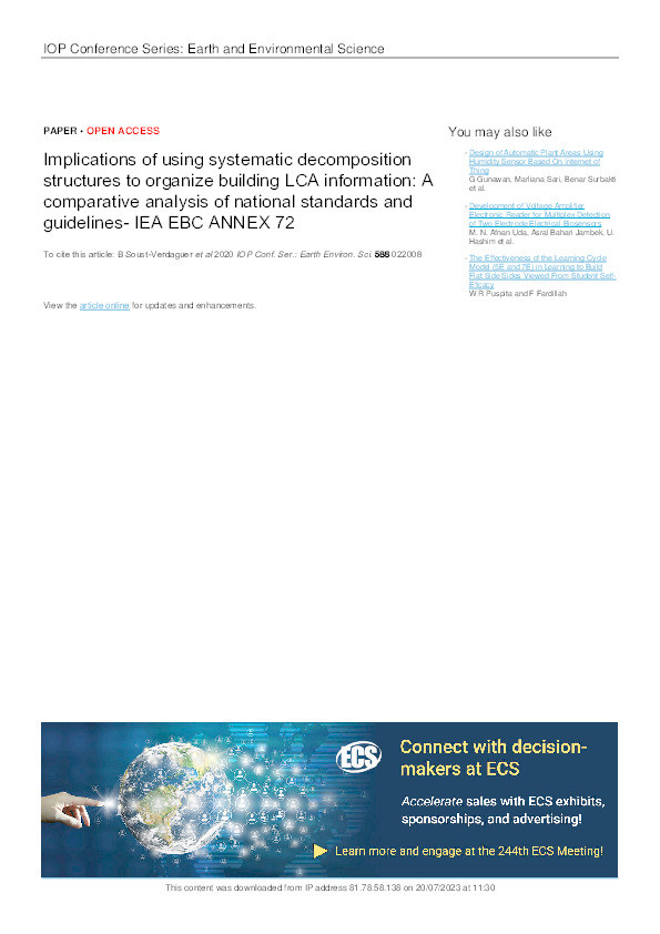 Implications of using systematic decomposition structures to organize building LCA information: A comparative analysis of national standards and guidelines- IEA EBC ANNEX 72 Thumbnail