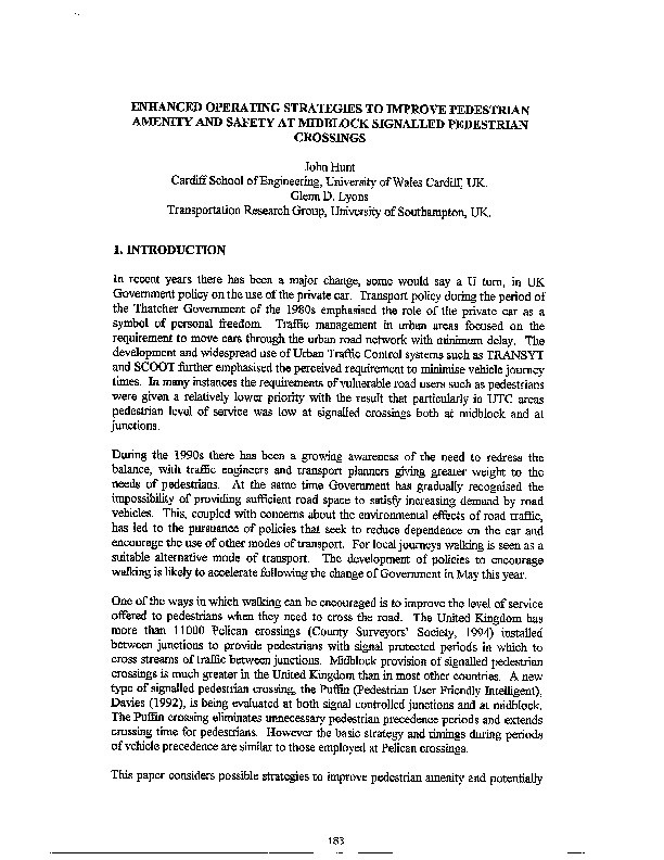 Enhanced operating strategies to improve pedestrian amenity and safety at midblock signalled pedestrian crossings Thumbnail