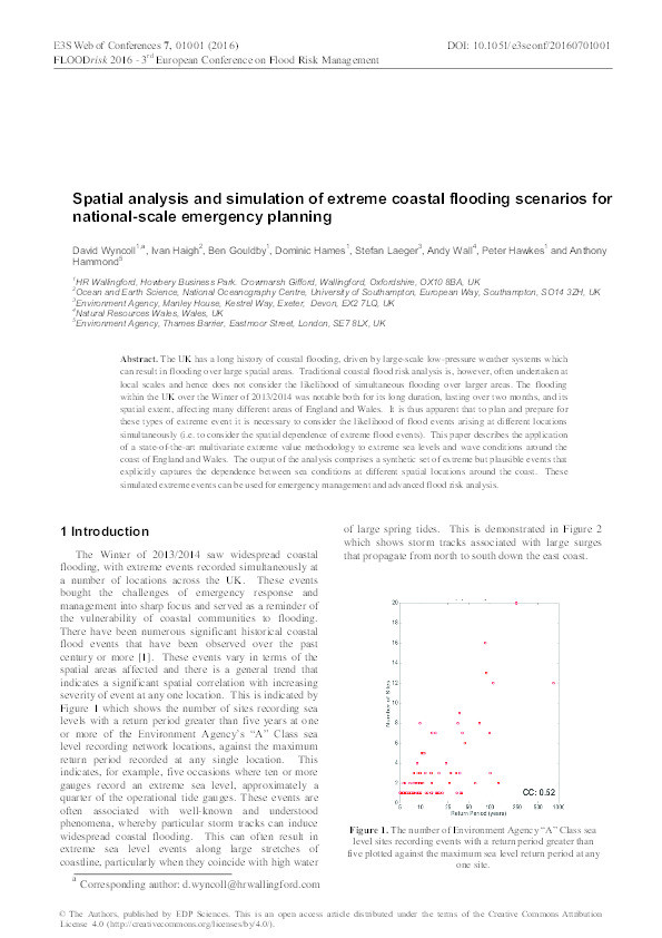 Spatial analysis and simulation of extreme coastal flooding scenarios for national-scale emergency planning Thumbnail