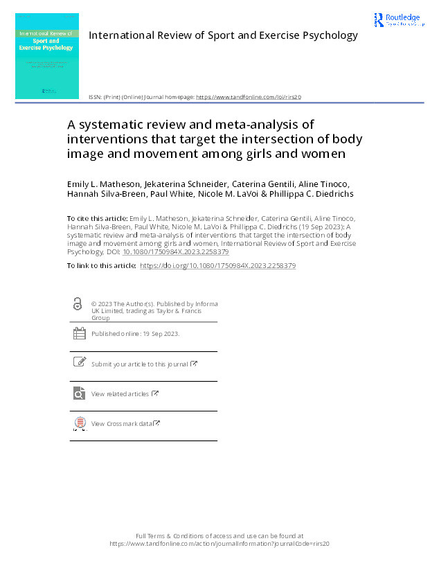 A systematic review and meta-analysis of interventions that target the intersection of body image and movement among girls and women Thumbnail