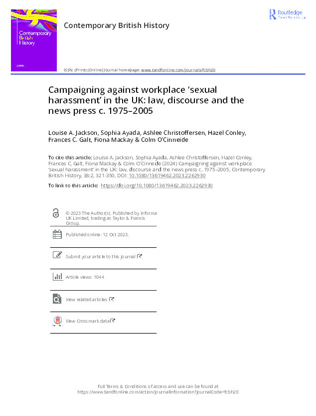 Campaigning against workplace ‘sexual harassment’ in the UK: Law, discourse and the news press c. 1975–2005 Thumbnail