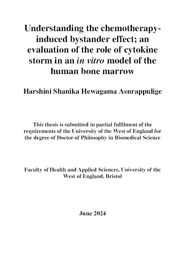 Understanding the chemotherapy-induced bystander effect; an evaluation of the role of cytokine storm in an in-vitro model of the human bone marrow Thumbnail