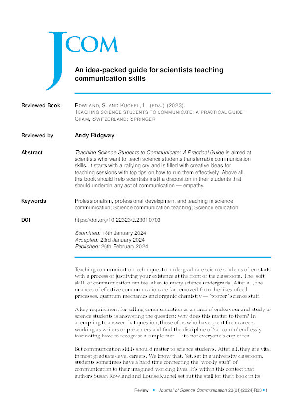 An idea-packed guide for scientists teaching communication skills Thumbnail