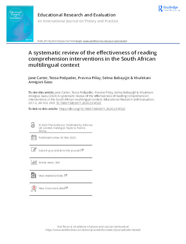A systematic review of the effectiveness of reading comprehension interventions in the South African multilingual context Thumbnail