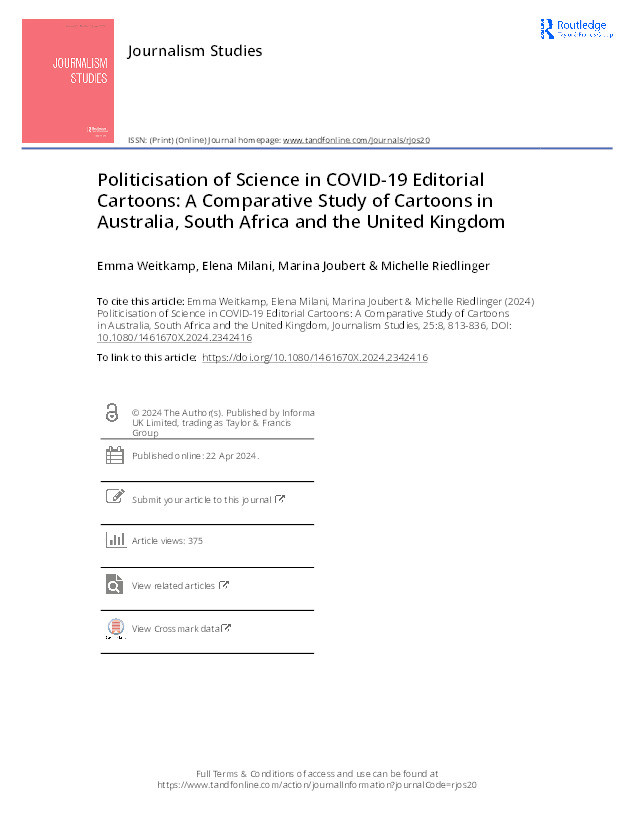 Politicisation of science in COVID-19 editorial cartoons: A comparative study of cartoons in Australia, South Africa and the United Kingdom Thumbnail