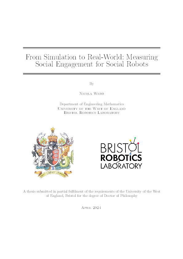 From simulation to real-world: Measuring social engagement for social robots Thumbnail
