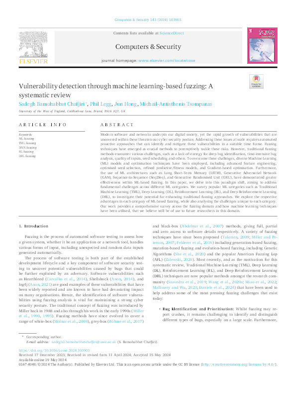 Vulnerability detection through machine learning-based fuzzing: A systematic review Thumbnail