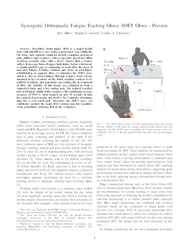 Synergistic Orthopaedic Fatigue Tracking glove: SOFT glove Thumbnail