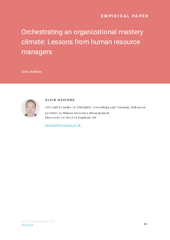 Orchestrating an organizational mastery climate: Lessons from human resource managers Thumbnail