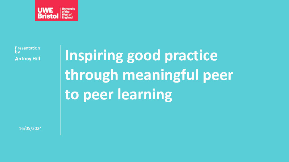 Inspiring good practice through meaningful peer to peer learning Thumbnail