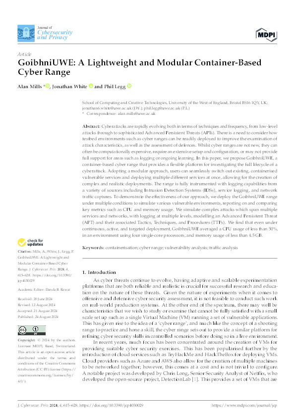 GoibhniUWE: A lightweight and modular container-based cyber range Thumbnail