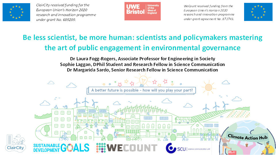 Be less scientist, be more human: Scientists and policymakers mastering the art of public engagement in environmental governance Thumbnail