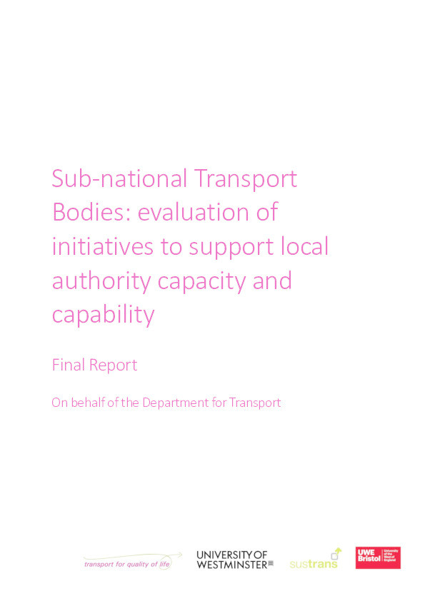 Sub-national transport bodies: Evaluation of initiatives to support local authority capacity and capability Thumbnail