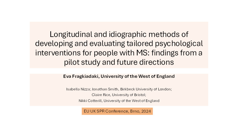 Longitudinal and idiographic methods of developing and evaluating tailored psychological interventions for people with MS: Findings from a pilot study and future directions Thumbnail