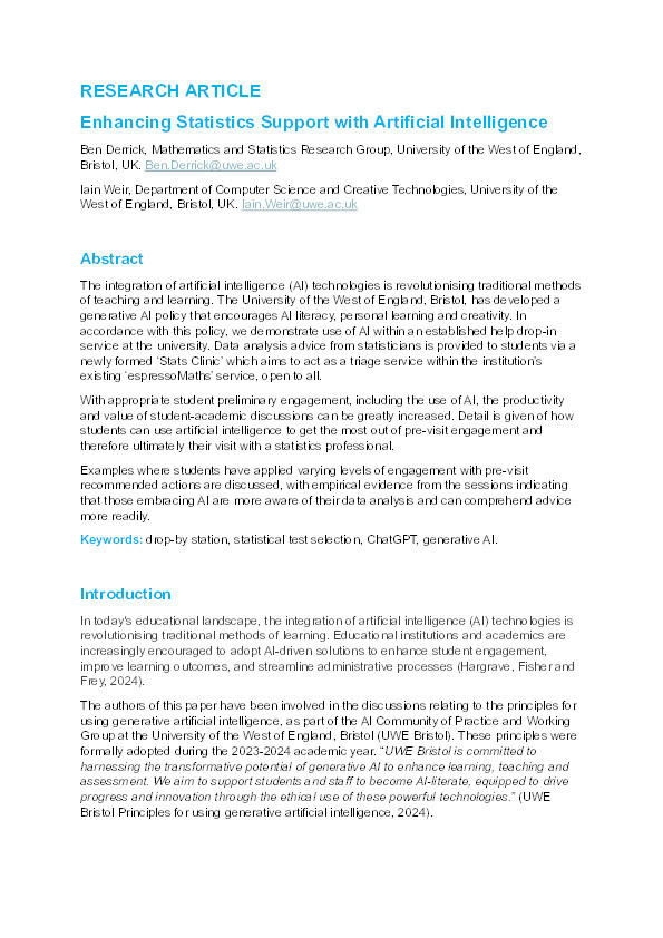 Enhancing statistics support with artificial intelligence Thumbnail