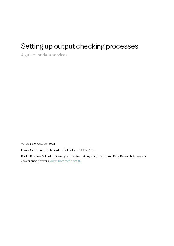 Guide to output checking processes Thumbnail