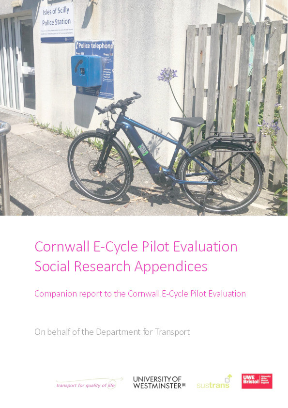 Cornwall e-cycle pilot evaluation: Social research appendices Thumbnail