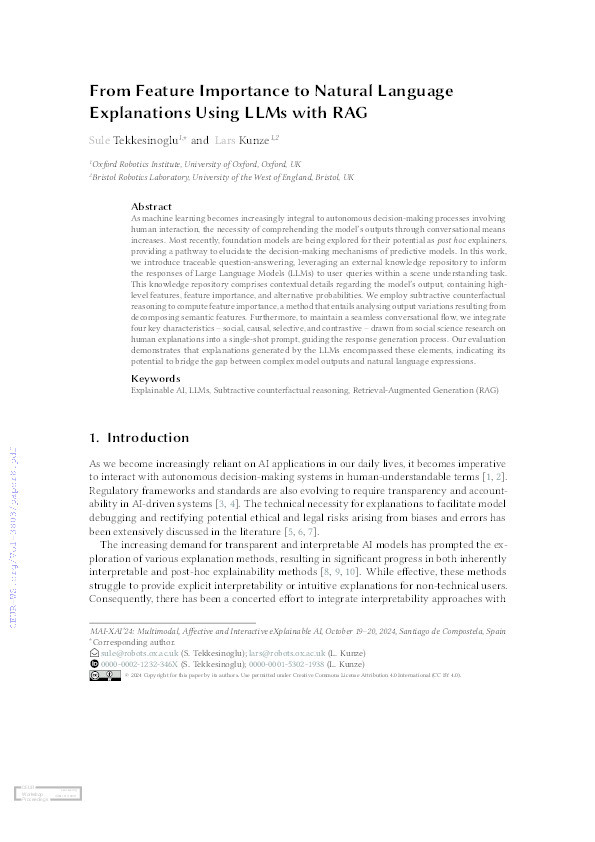 From feature importance to natural language explanations using LLMs with RAG Thumbnail