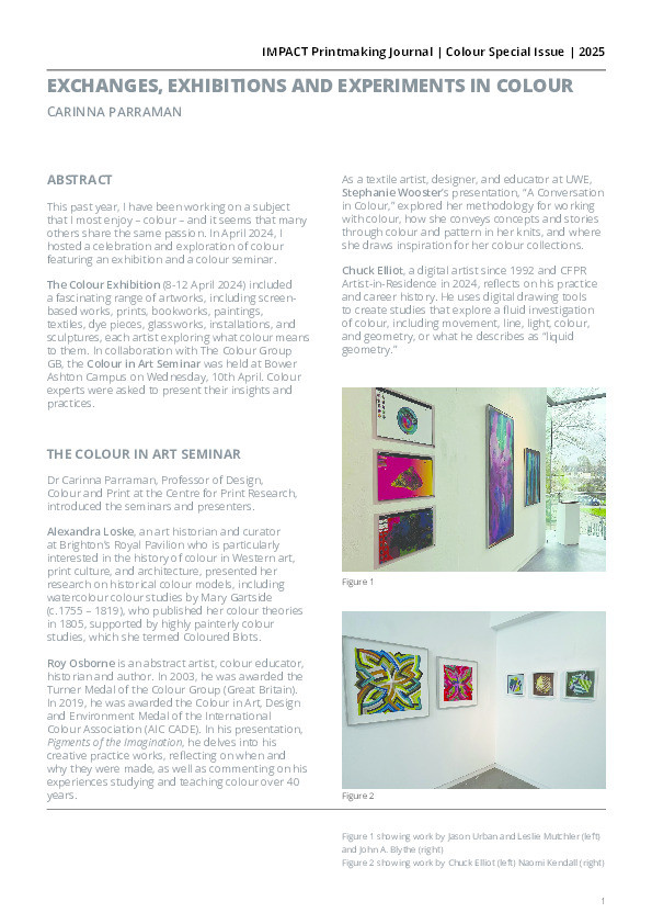 Exchanges, exhibitions and experiments in colour Thumbnail