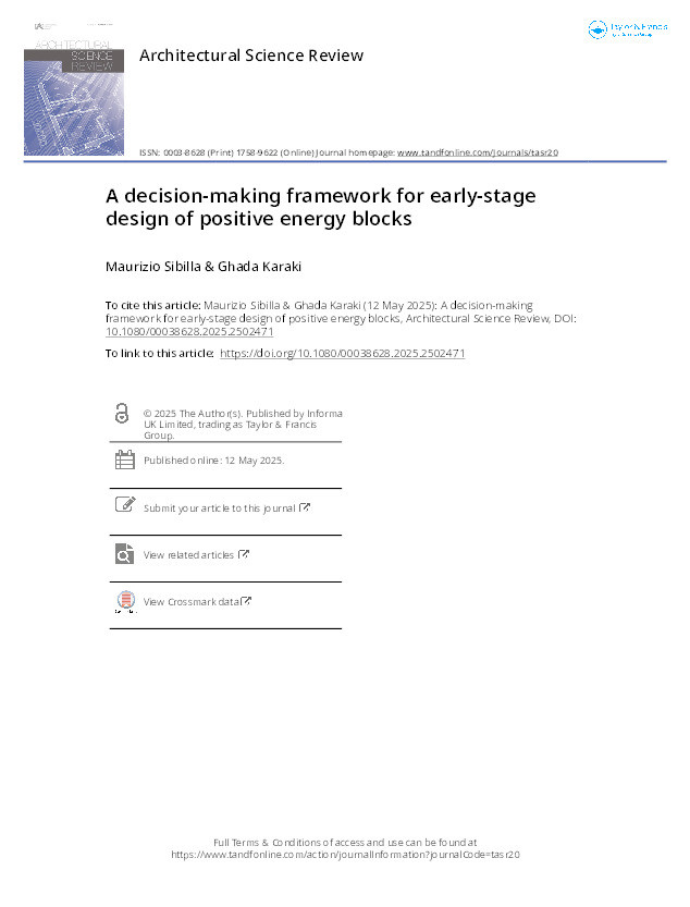 A decision-making framework for early-stage design of positive energy blocks Thumbnail