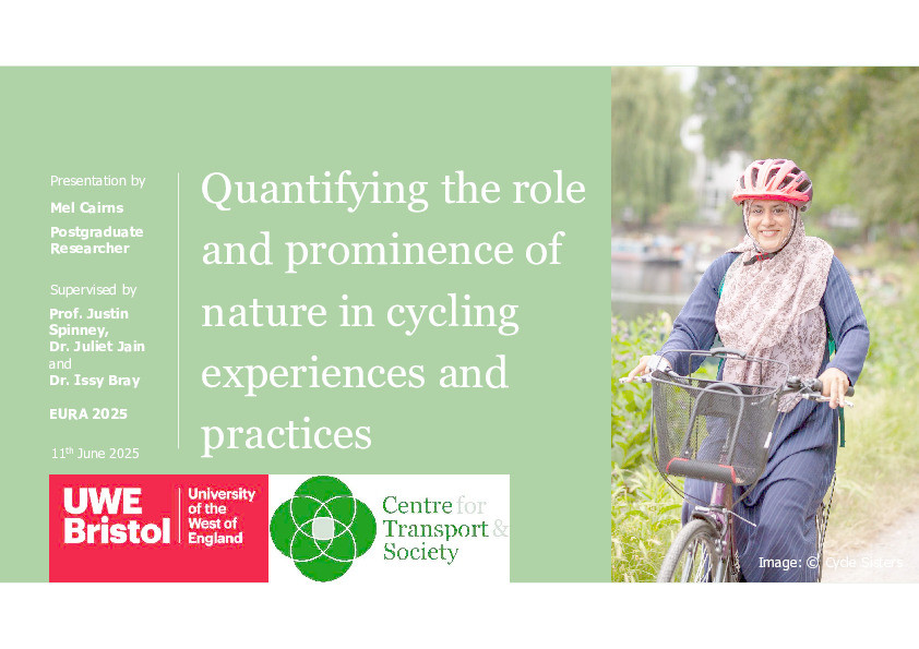 Quantifying the role and prominence of nature in cycling experiences and practices Thumbnail