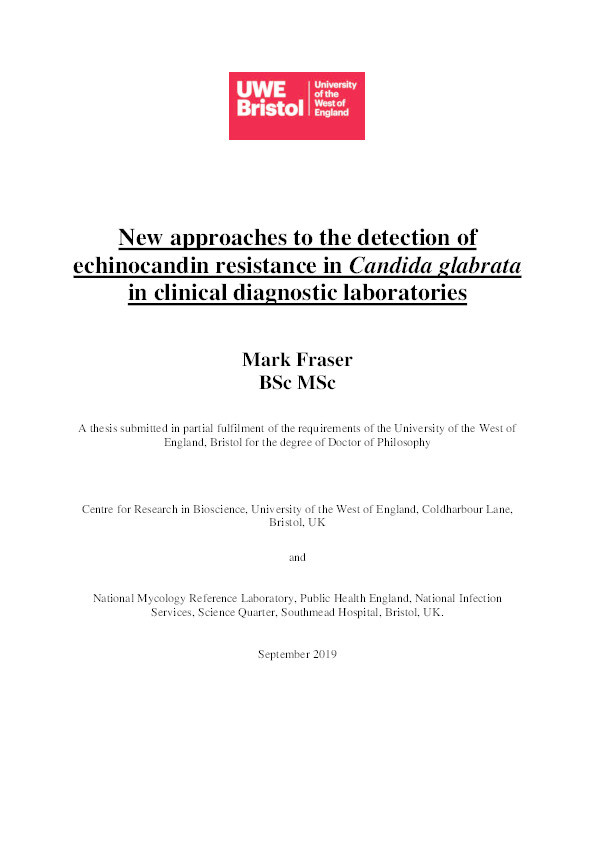 New approaches to the detection of echinocandin resistance in Candida glabrata in clinical diagnostic laboratories Thumbnail