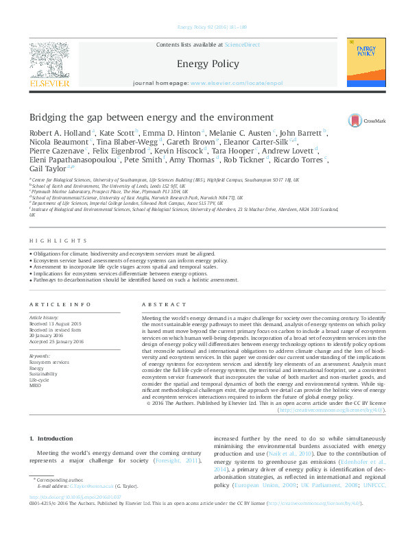 Bridging the gap between energy and the environment Thumbnail