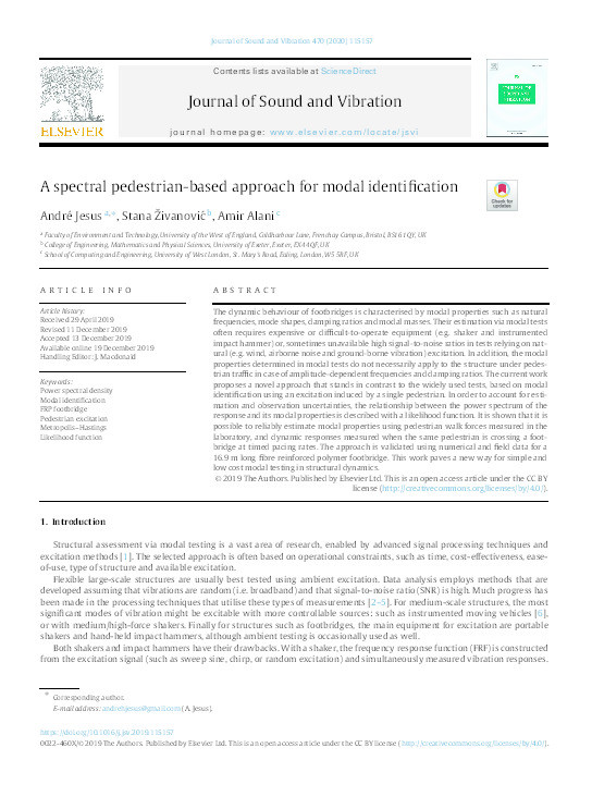 A spectral pedestrian-based approach for modal identification Thumbnail