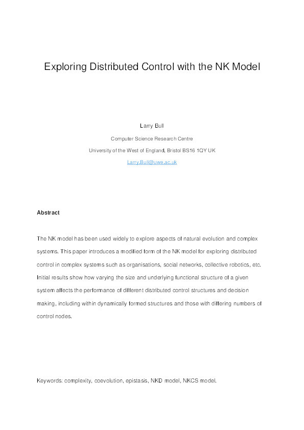 Exploring distributed control with the NK model Thumbnail