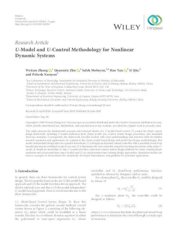 U-Model and U-Control methodology for nonlinear dynamic systems Thumbnail
