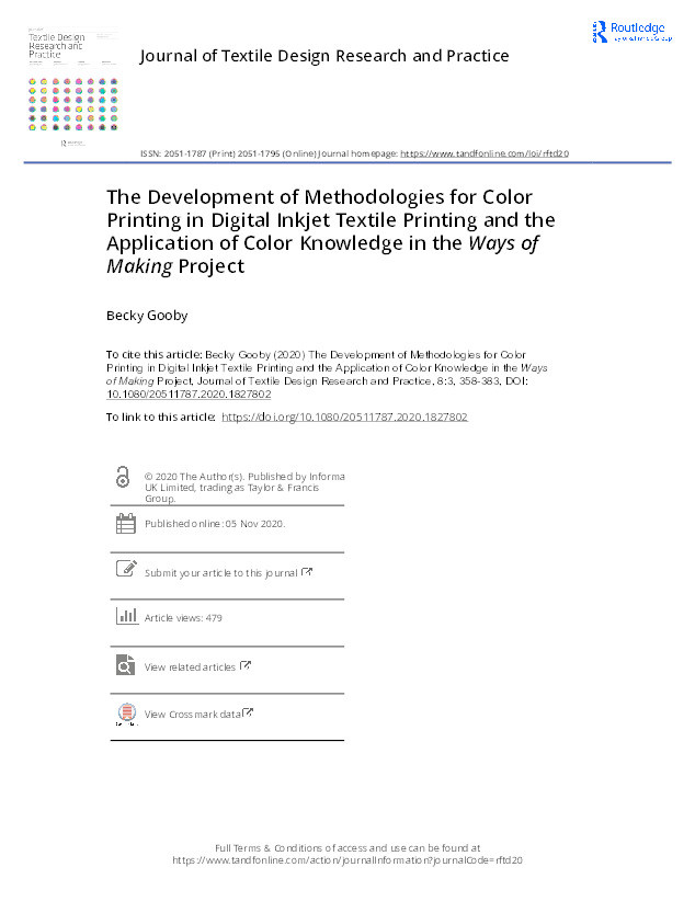 The development of methodologies for color printing in digital inkjet textile printing and the application of color knowledge in the Ways of Making Project Thumbnail